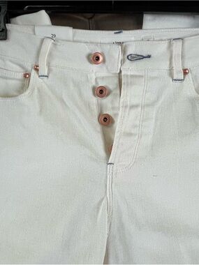 White Boyfriend Jeans with Button Fly
